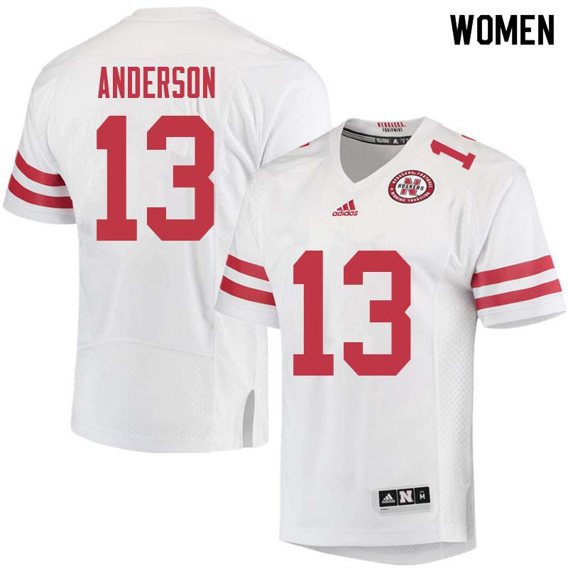 Women #13 Zaire Anderson Nebraska Cornhuskers College Football Jerseys Sale-White